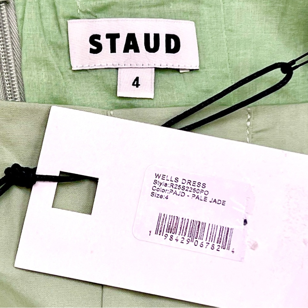 πΊπHPππΊ NWT Staud Wells Midi Dress Pale Jade - Picture 16 of 16